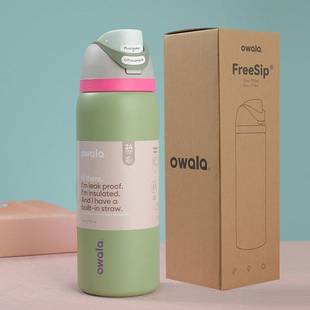 24OZ Owala FreeSip Insulated Stainless Steel Water Bottle With Straw Thermal Mug